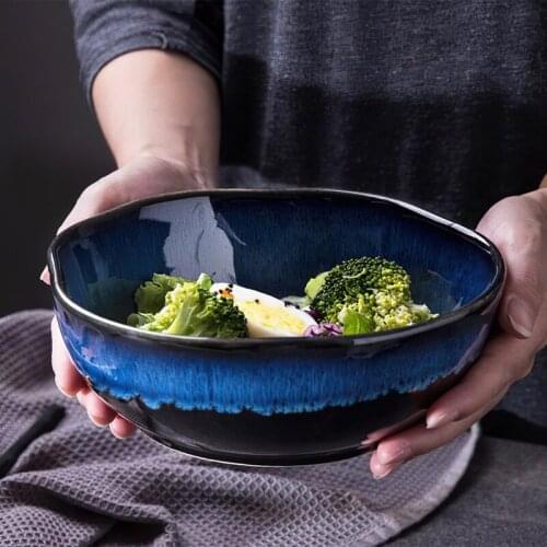 1 Pcs Bone China Bowl Tableware Blue Janpan Rice Soup Dinner Service Retro Ceramic Dinnerware Restaurant Home Kitchen Supplies