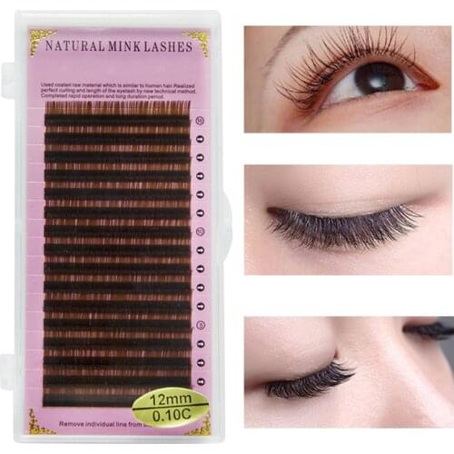ICYCHEER EyeLashes 0.07/0.10 C/D Curl 8-14mm High Quality Brown Eyelashes Extension Individual Eyelash Faux Mink Cilia Lashes