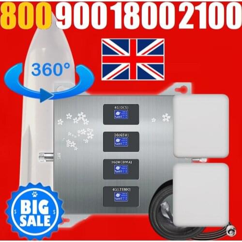 B20 800 B3 1800 B7 2600 B1 2100 3G 4G Cellular Mobile Signal Repeater Amplifier Booster 30dB Omni 9dB Panel Antenna Europe Saudi