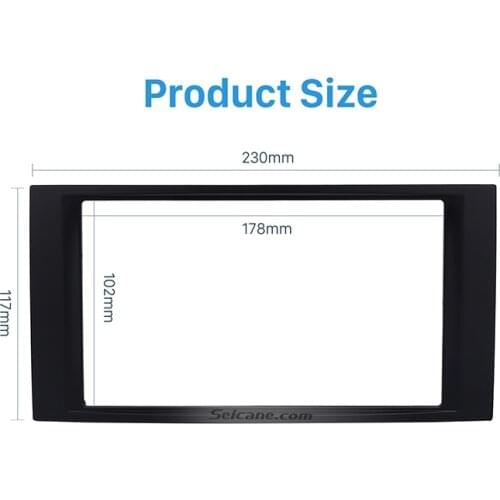 Seicane 2 Din Black Radio Fascia Fitting Kit Car Stereo Install Frame Trim Panel for VW Volkswagen Touareg Transporter T5