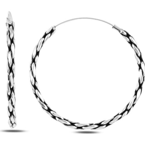 Silverlina Silver 35mm Oxidized Ring Earrings