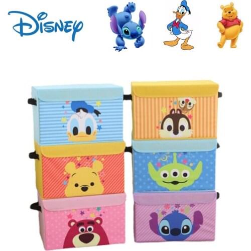 Disney Stitch Cartoon Home Storage Box with Lid Donald Duck Cute Fabric Home Storage Box Student Fashion Folding Storage Box