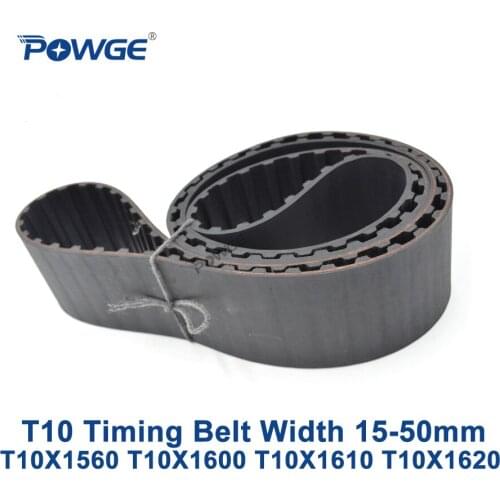 POWGE T10 Synchronous timing belt C=1560/1600/1610/1620 Width 15/20/25/30/40/50mm Rubber T10X1560 T10X1600 T10X1610 T10X1620