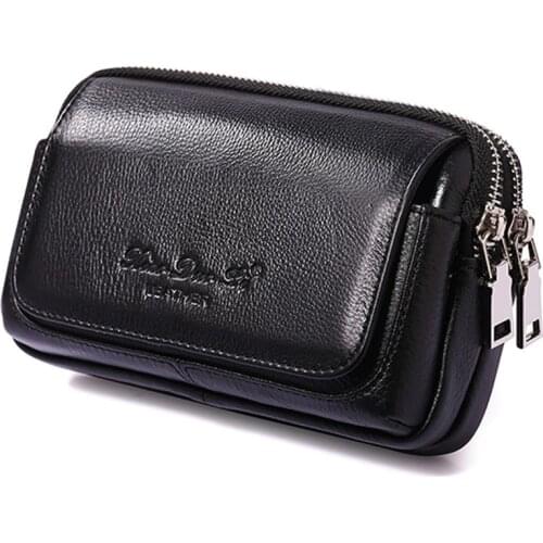 Men Cowhide Genuine Leather Military Cell/Mobile Phone Cover Case skin Hip Belt Bum Purse Fanny Pack Waist Bag Pouch wallet