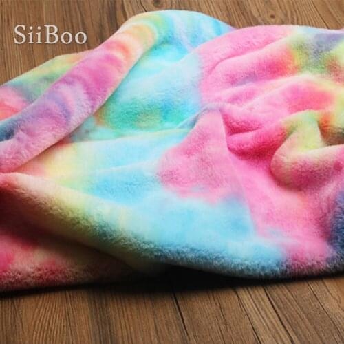 Top quality colorful 0.6cm pile plush faux rabbit fur fabric for display table cloth DIY tela de pelo tissu fausse fourru SP6083