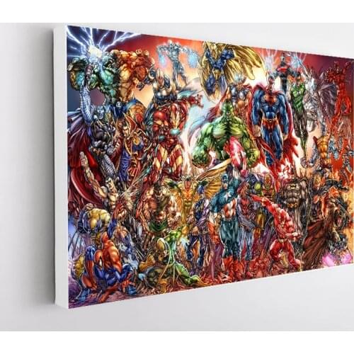 Super Hero Collage Retro Canvas Wall Art Marvel and Canvas Man Cave Canvas Poster Decor Gifts Boys Wall Decor Cuadros