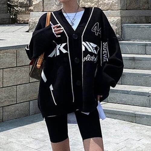 Sweaters Women Streetwear Knitted Pullover Print Fashion Hip Hop Spring Autumn Harajuku Oversized Outwear Jumpers кофта женская