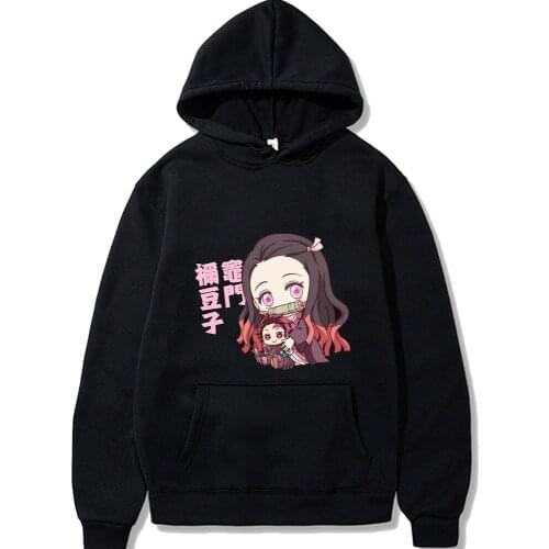 Japanese Anime Demon Slayer Kamado Nezuko Hoody Casual Loose Sweatshirt Unisex Spring and Autumn