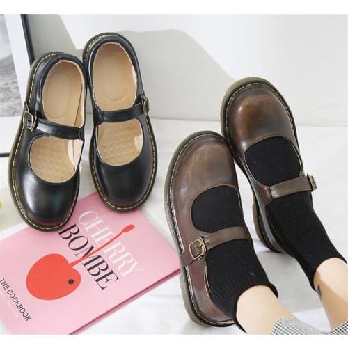 Black coffee color LOLITA Shoes JK Uniform Shoes PU Leather lolita dress cosplay Shoes B386