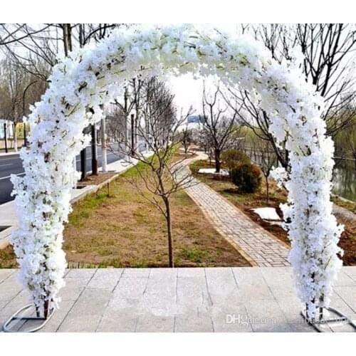 Upscale Wedding Centerpieces Metal Wedding Arch Door Hanging Garland Flower Stands with Cherry blossoms For Festival Supplies