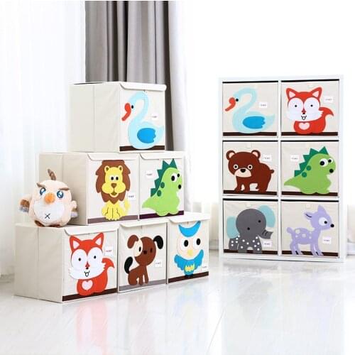 Box Foldable Storage Box Box Square Children Finishing Washing Cartoon Lattice Storage Bucket Fabric Clothing Toys