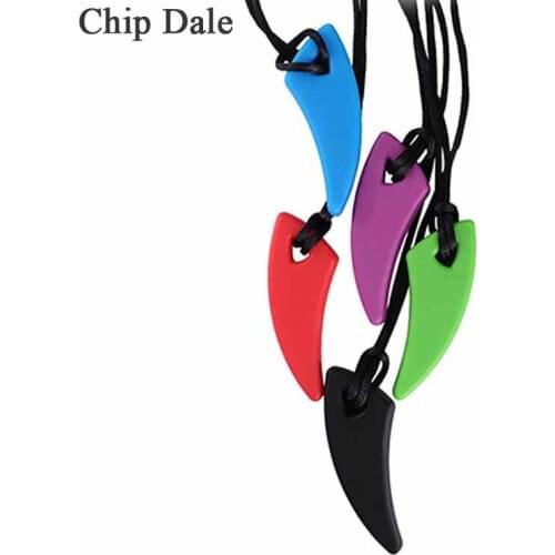 Chip Dale 5PCS Saber Tooth Silicone Teething Necklace Baby Chew Necklace Sensory Teether Pendant BPA Free Autism Toys