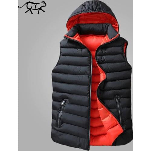 Winter Sleeveless Jacket Men Down Vest Men Warm Thick Hooded Coats Male Cotton-Padded Mens Work Waistcoat Gilet Homme Vest M-8XL
