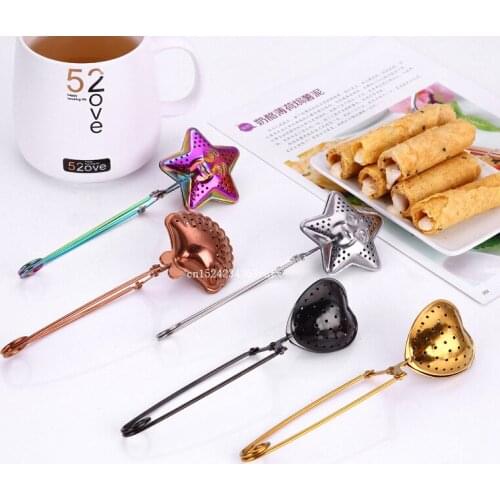 100pcs Tea Ball Infuser Tea Strainer Heart Shape Mesh Practical Snap Stainless Steel Coffee Spice Diffuser Coffee Filter