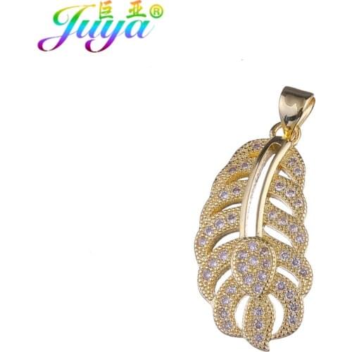 Supplies For Jewelry Gold Swan Feather Suspension Charm Pendant Accessories For Women Charm Bracelet Pendant Necklace DIY Making