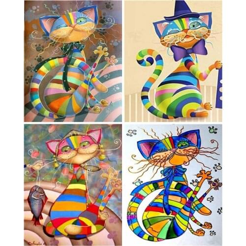 FIYO Diamond Embroidery Cats Diamond Painting Full Square Animals Rhinestones Pictures Beadwork Diamond Mosaic Wall Decor