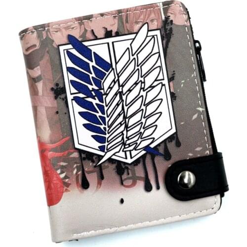 Anime Attack On Titan Soft Button Wallet Zipper Coin Card Purse Type A