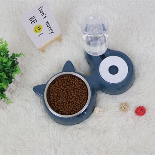 Pet Bowl Automatic Feeder Dog Cat Food Bowl with Water Dispenser Double Bowl Drinking Raised Stand Dish Bowls with Pet Supplies