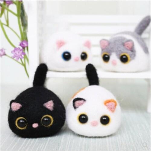 Wool felt jab, cat, hand-made DIY, creative cat egg. wool needlepoint kit wool felt needle felting decoration craft needlecra