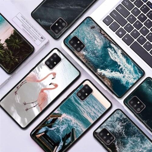 Sea Waves Choppy Ocean Case for Samsung Galaxy A51 A71 A21s A31 A12 A41 A11 A51 A02s A42 A01 A32 5G A91 TPU Black Phone Cover