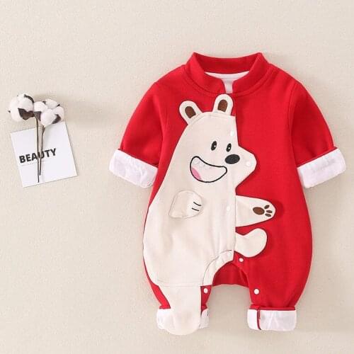 Baby long-sleeved one-piece spring and autumn clothes new cute super cute net red baby clothes cartoon outer wear romper