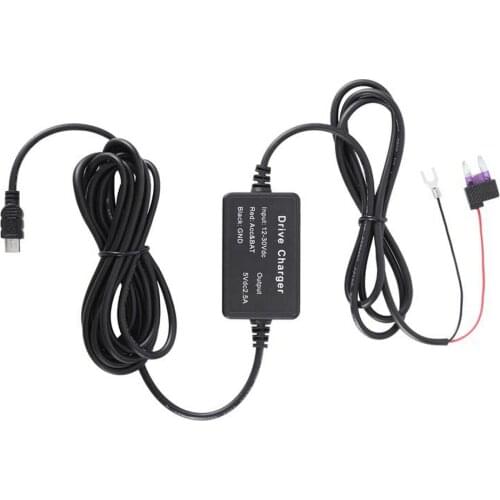 DHL 50Pcs DC 12/24V 5V 2A 3M Mini Plug Car Charger Hard Wire Hardwire Kit For Dash Cam Reaview Mirror Camera GPS Auto Charging