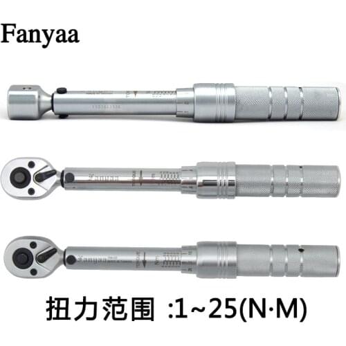 Fanyaa Torque Wrench 1-25N.m 1/4 3/8 Square Drive High-accuracy Car Bike Repair Hand Tools Spanner Torque key