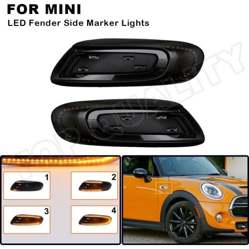 For Mini Cooper F55 F56 F57 2014 2015 2016 2017 2018 2019 Dynamic LED Fender Side Marker Turn Siganl Light Smoke Lens Blinker