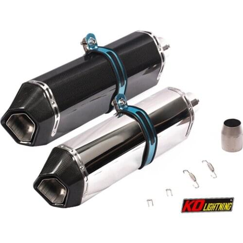 51mm Universal Motorcycle Exhaust Muffler Without Silencer 475mm Carbon Fiber And Stainless Steel For ATV Street Bike
