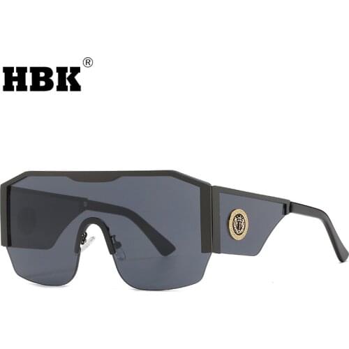 HBK New Arrivals Oversized Square Sunglasses Men Women Big Frame One Piece Sun Glasses Blue Driving Eyewear Zonnebril UV400