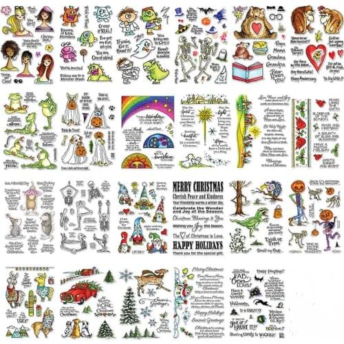 Halloween Skull Pumpkin Christmas Santa Claus Trees Elements Transparent Clear Stamps for DIY Scrapbooking Cards Crafts 2019 New