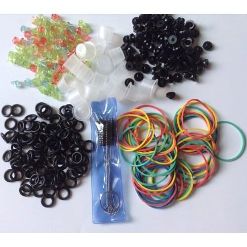 Hot Selling Tattoo Accessories Rubber Bands+Medium plastic cup + O-Rings + A-bar Grommet Nipple + Color Grommets +Tattoo Makeup