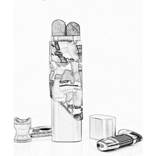 Customized 100% Original Camouflage pattern Leather cigar tube 2 fingers travel cigar case for gentleman