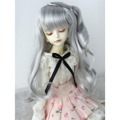 JD506 1/4 Pretty Curly BJD Synthetic Mohair Wig Hot Sale Size 7-8Inch MSD Gray Doll Hair Free Shipping Top Doll Accessories
