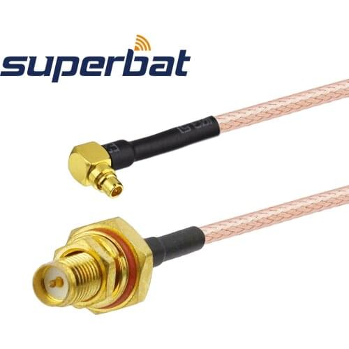 Superbat MMCX Plug Right Angle to RP-SMA Jack Bulkhead O-ring Pigtail Cable RG316 15cm