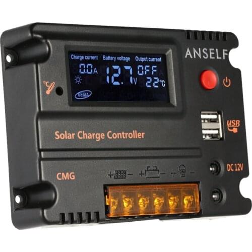 Controller Anself 20A 12V 24V LCD Solar Charge Controller Panel Battery Regulator Auto Switch Overload Protection Compensation