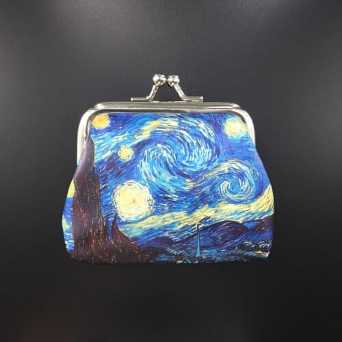 Hot Sales 1 Piece High Quality Fashion Van Gogh Starry Paintings Coin Purse Kids Women Mini Wallet Kawaii Cartoon Bag