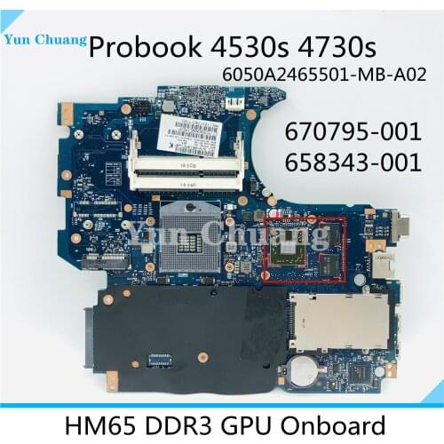 670795-001 658343-001 670794-001 Laptop Motherboard For HP Probook 4530s 4730s Main Board HM65 DDR3 Video card works