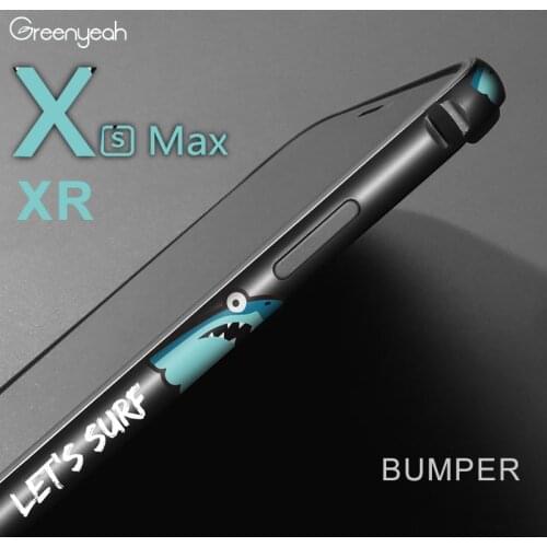 Shark Metal Phone Bumper for iPhone XR X XS Phone Cases for iPhone XS Max Case Cartoon Aluminum Silicone Frame Cover Coque