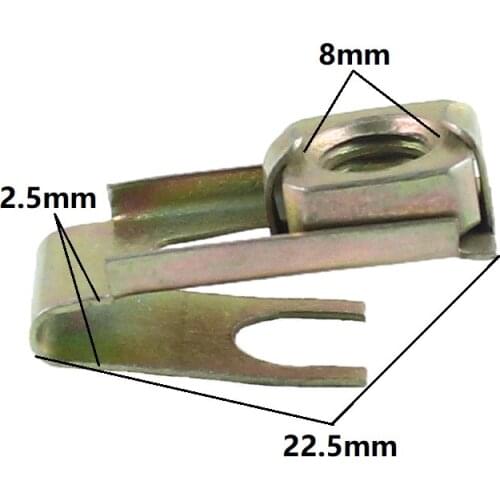 Auto Body Fixed 8mm Screw M8 Nut Car License Plate Metal U-Type Fastener Clip
