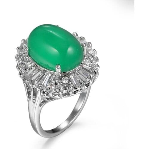 Fashion Jewelry Women Green Zircon Engagement Wedding Rings Bridal Ring Size 6-10