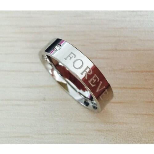 Lovers couple rings for men women 6mm Stainless Steel solid alliance happy forever letter engraved silver friendship rings