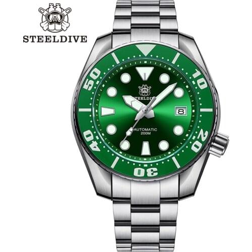 SD1971 Mens Wristwatch Ceramic Bezel BGW9 Blue Luminous NH35 Movement STEELDIVE Design 200M Waterproof Mechanical Dive Watches