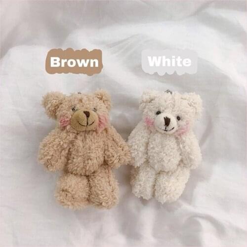 2021 New Cute Sweet Girl Plush Bear Doll Bag Pendant Soft Kawaii Accessories Keychain Female Anime Keychains for Woman