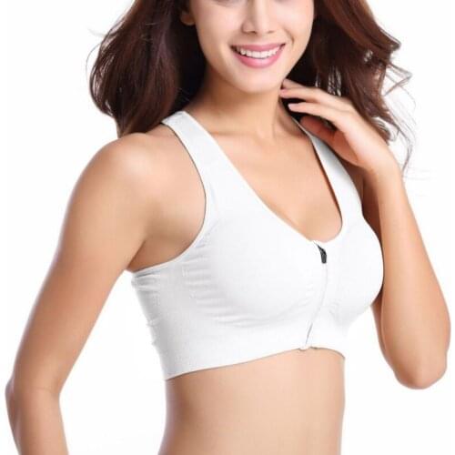 2021 New Women Front Zipper Breathable Wirefree Padded Push Up Sports Bra