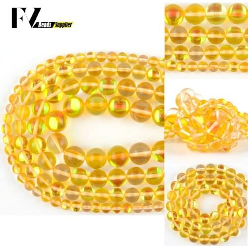Wholesale 6-12mm Yellow Austrian Crystal Loose Spacer Round Stone Beads For Jewelry Making DIY Bracelets Necklace Needlework 15"
