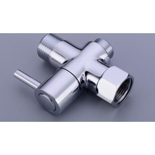 Bathroom Toilet Bidet Valve 7/8" Brass T adapter Diverter Chrome Plated Bidet Shattaf Sprayer Control Water Shut off Valve