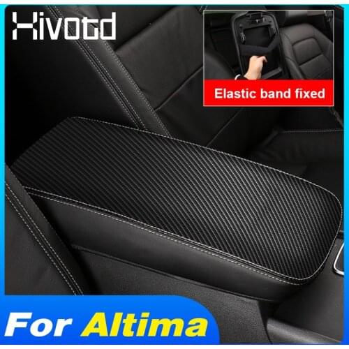 Hivotd PU Leather Armrest Cover Center Storage Box Trim Panel Interior Car Accessories Styling Part For Nissan Altima 2019-2021