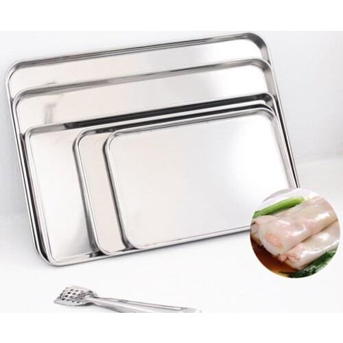 Cake Baking Pastry Storage Trays Stainless Steel Steamed Sausage Dish Rectangle Fruit Plate Restaurant Hotel Bread Loaf Pans