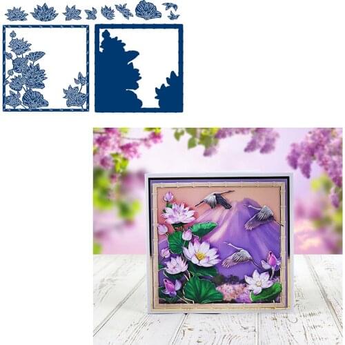 Water Lily Frame Lotus Metal Cutting Dies Scrapbook Diary Decoration Stencil Embossing Template DIY Greeting Card Handmade 2021